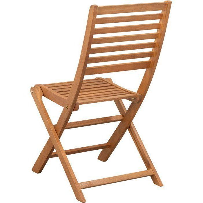 Lot de 2 chaises de jardin pliantes FSC eucalyptus - 57,5 x 46,5 x 90 cm