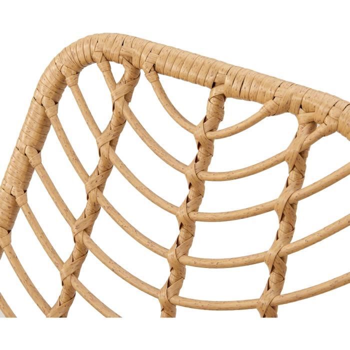 Ensemble de 2 chaises de jardin - Imitation rotin naturel - Structure en acier - L63,5 x H 86 x P 48 cm