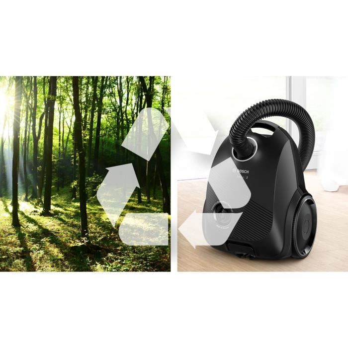 BOSCH GL20S Black - Aspirateur à sac - 600 W - Niveau sonore 80 dB