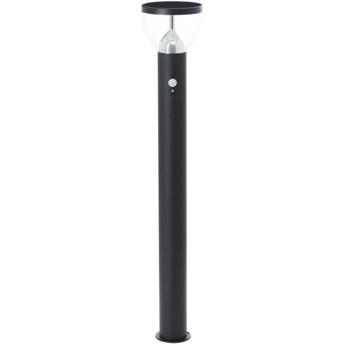 Poteau extérieur - BRILLIANT - TULIP - LED et solaire - Détecteur de mouvement - Acier inoxydable et plastique - 4 W - Noir
