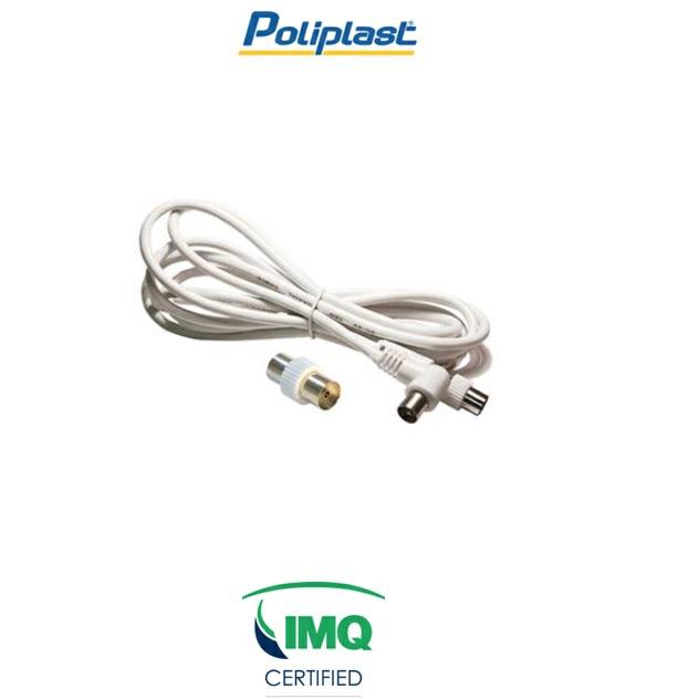 POLIPLAST CAVO ANTENNA 2MT FEMMINA+ADATTATORE MASCHIO BIANCO 100302BI