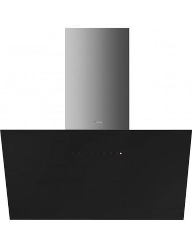 Hotte de cuisine murale Smeg 90 CM 164 W AVEC LUMIÈRE LED NOIR/ACIER INOXYDABLE KICV90BL2