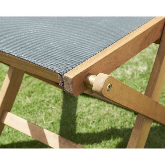 Set de 2 chaises en bois d'acacia FSC et textilène - Gris