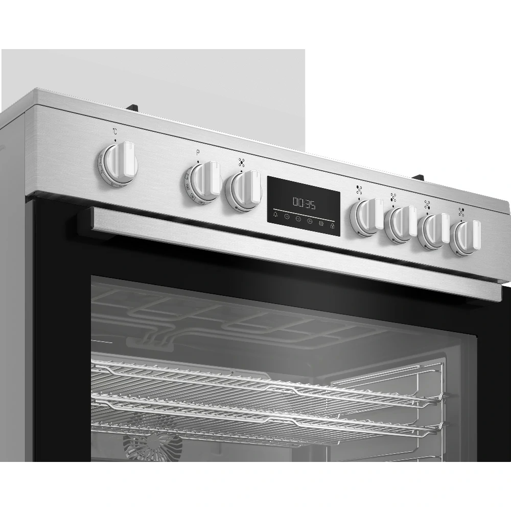 CUISINIÈRE À GAZ BEKO FOUR ÉLECTRIQUE À 5 BRÛLEURS 66LT 90x60 INOX BGM11226EX
