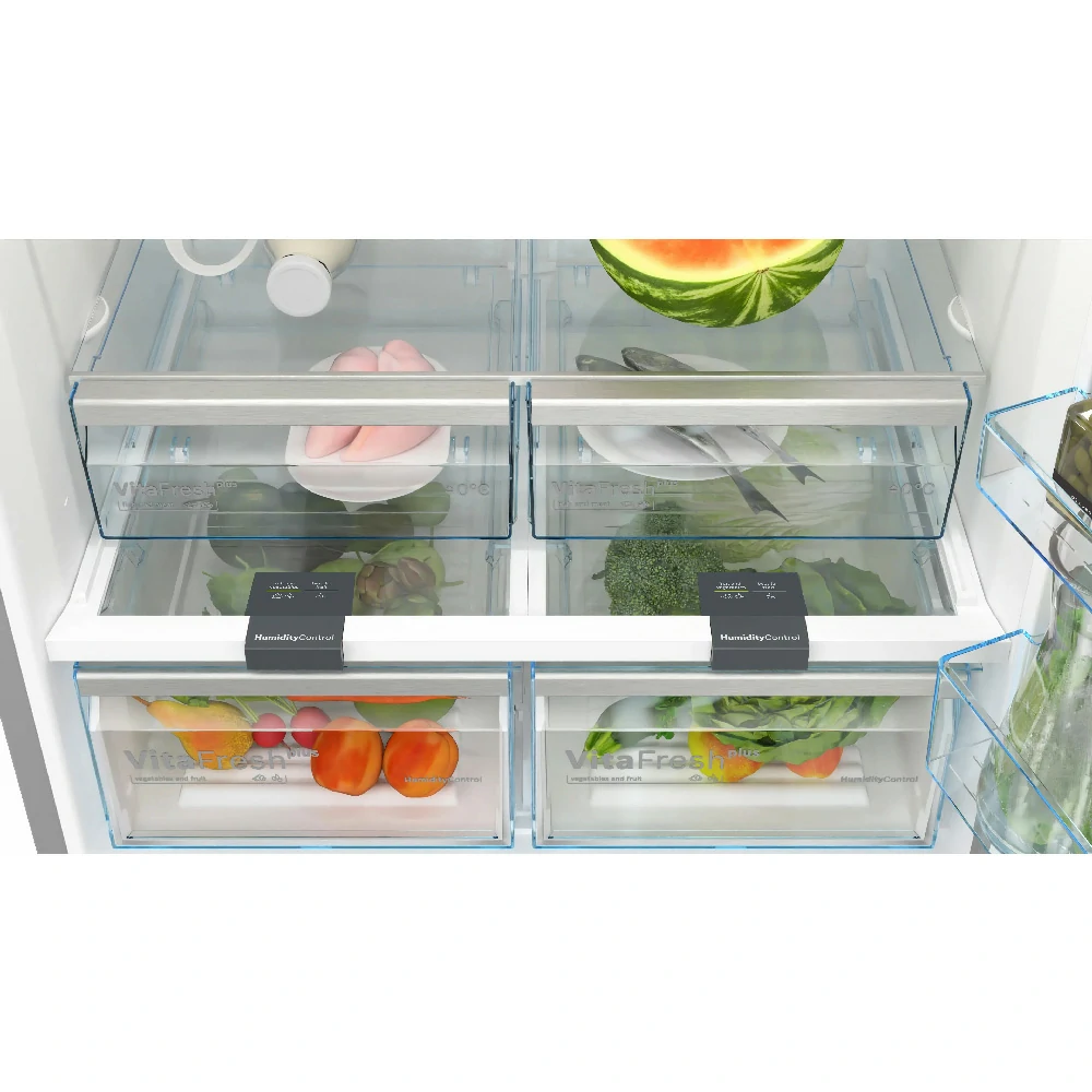 Réfrigérateur autoportant combiné Bosch 631 LT ET TOTAL NO FROST 86 CM EN ACIER KGN86VIEA