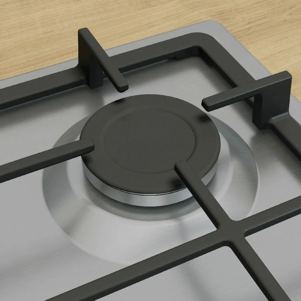 Cuisinière à gaz Bosch à 4 brûleurs 60 cm en inox PGP6B5K90