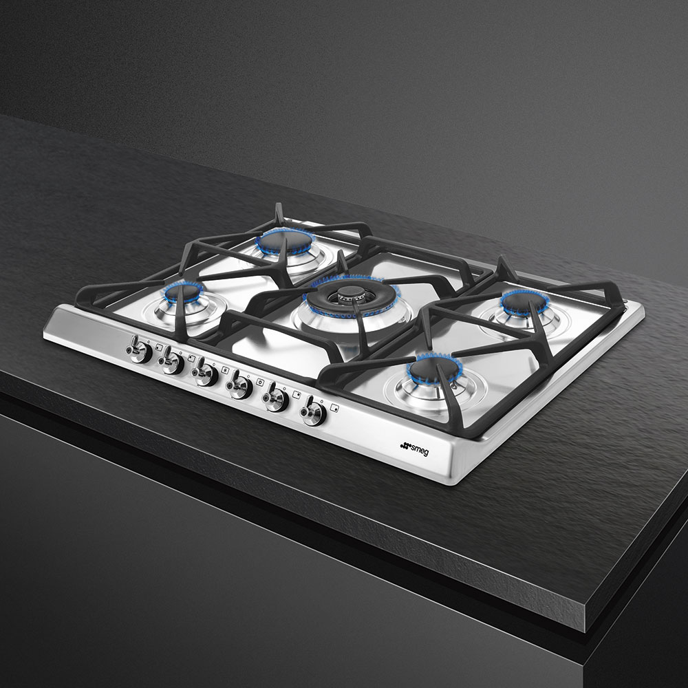 Cuisinière à gaz Smeg à 5 brûleurs 70/75 cm INOX SE70SGH-5
