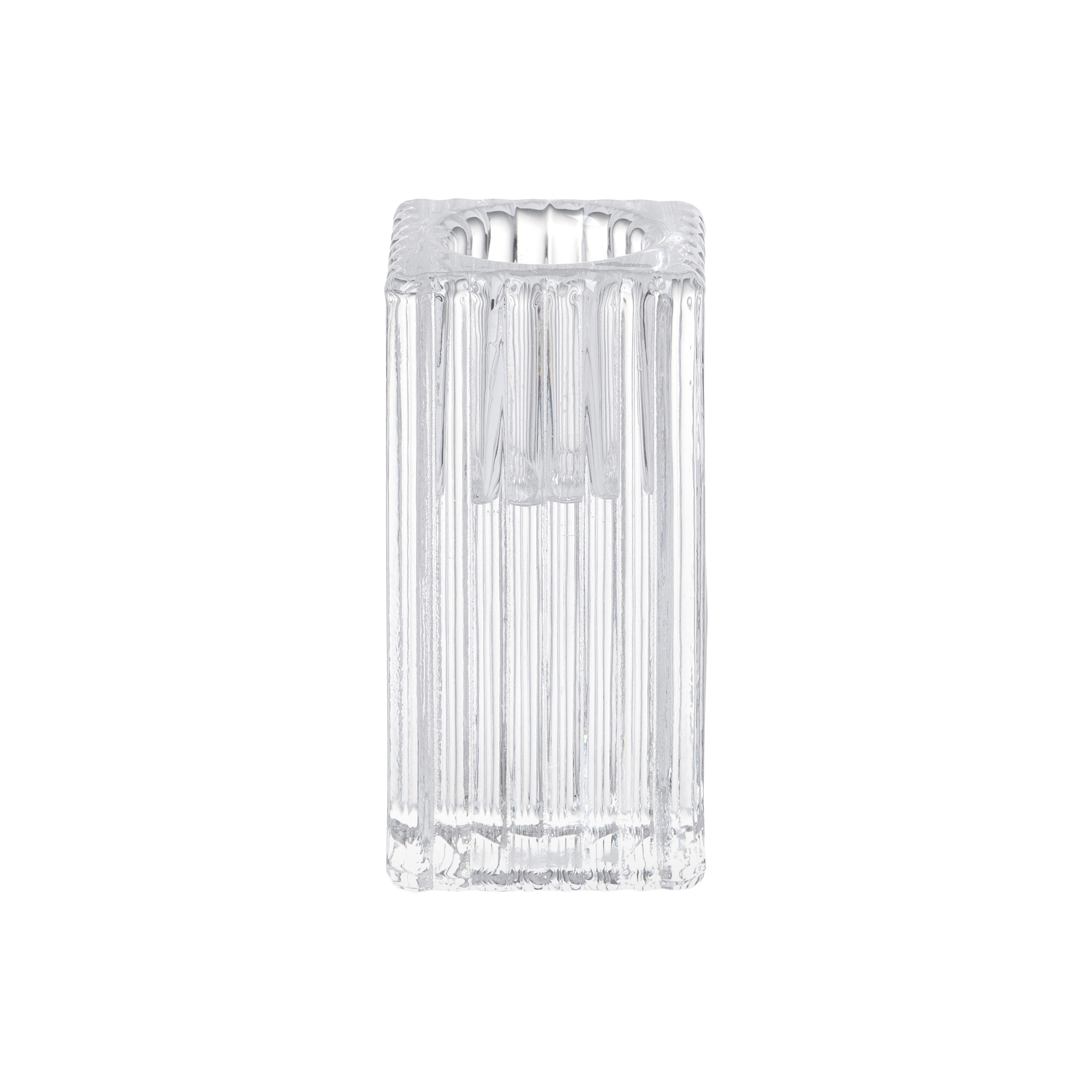 Ensemble de 6 chandeliers en verre transparent rayé 4 x 4 x h 7,5 cm - Floreal