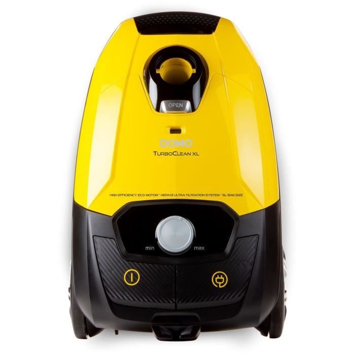 DOMO DO7294S - Aspirateur poubelle avec sac - 5 L - Filtre HEPA H13 - 73 dB - Puissance d'aspiration réglable - Tube métallique de 90 cm