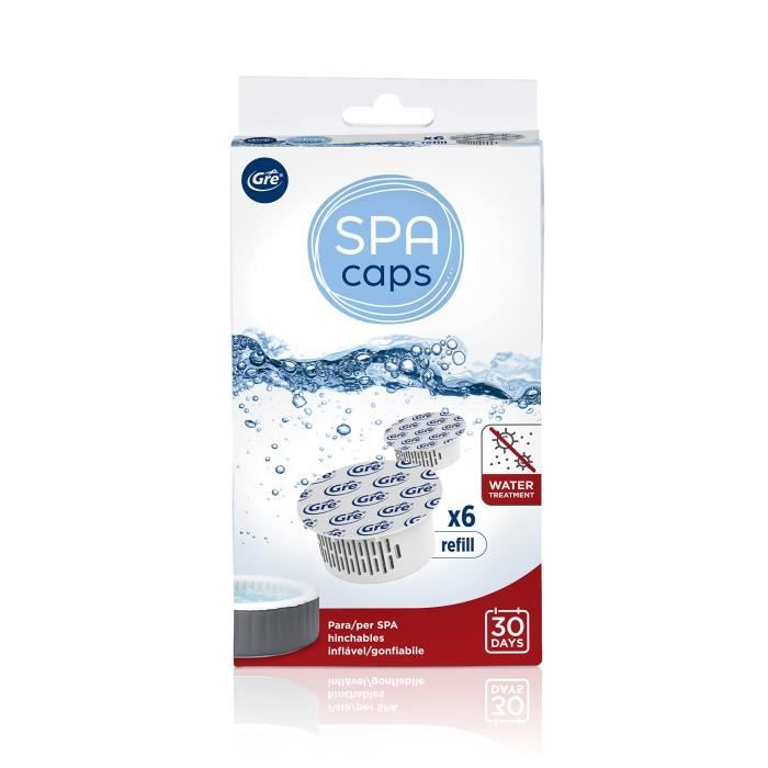 Recharges GRE SPA CAPS pour la désinfection des spas gonflables - Sans chlore - 6 capsules