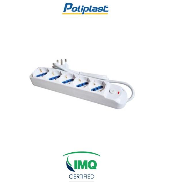 POLIPLAST MULTIPRESA 5 POSTI IMQ SCHUKO/ITA 10/16A BIANCO 200615BI