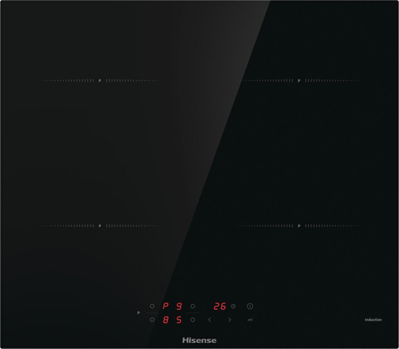 Table de cuisson à induction Hisense, 60 cm, 4 zones, noire, HI6401BSCE