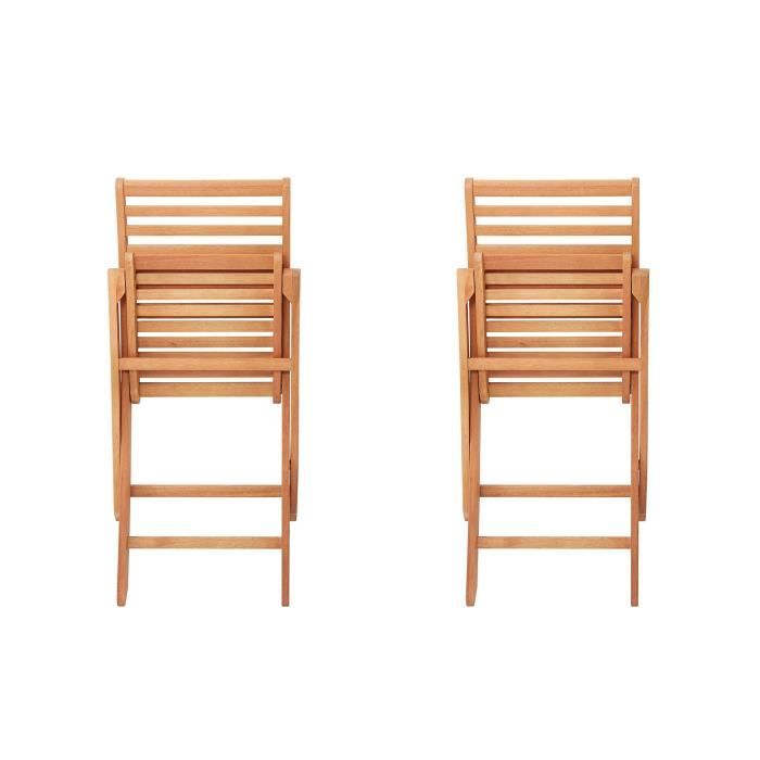 Lot de 2 chaises de jardin pliantes FSC eucalyptus - 57,5 x 46,5 x 90 cm