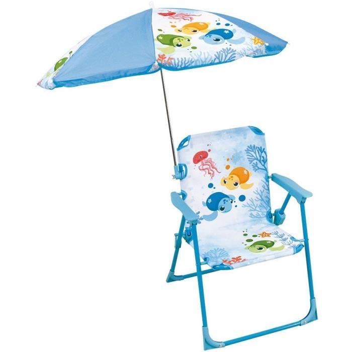 Salon de jardin - FUN HOUSE - Chaise Ma Petite Carapace Tortue H.53 x L.38,5 x P.37,5 cm avec parasol de 65 cm - Pour enfants !