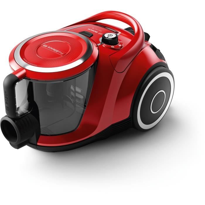 Nouveau ! Aspirateur Sled sans sac - BOSCH BGC41Q69 Series 6 - 600 W - ProSilence - 70 dB - Capacité du réservoir de 2,4 L - Rouge