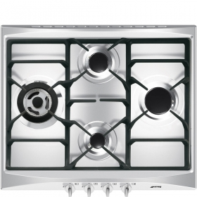 Cuisinière à gaz Smeg 60 cm en acier inoxydable SR264XGH2 à 4 brûleurs