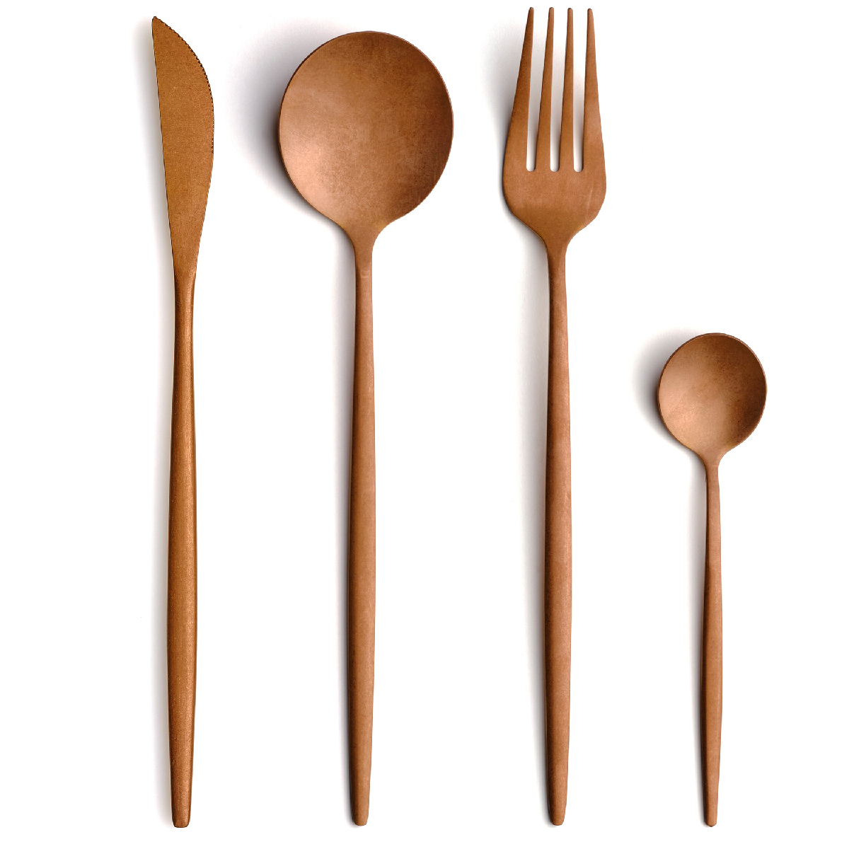 Set de couverts 24 pièces (6 couteaux, 6 fourchettes, 6 cuillères, 6 cuillères) en acier PVD - Gourmet