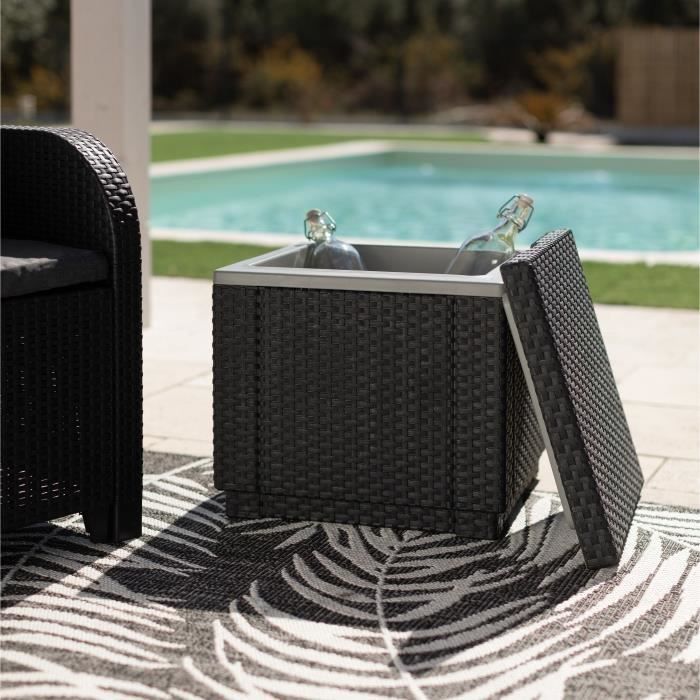 Table basse en résine tressée ALLIBERT - Gris