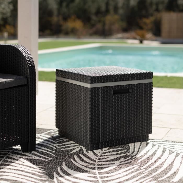 Table basse en résine tressée ALLIBERT - Gris