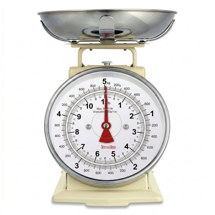 Balance de cuisine mécanique - TERRAILLON - TRAD 500 Cream - Capacité 5 Kg - Style rétro - Plateau 1 L