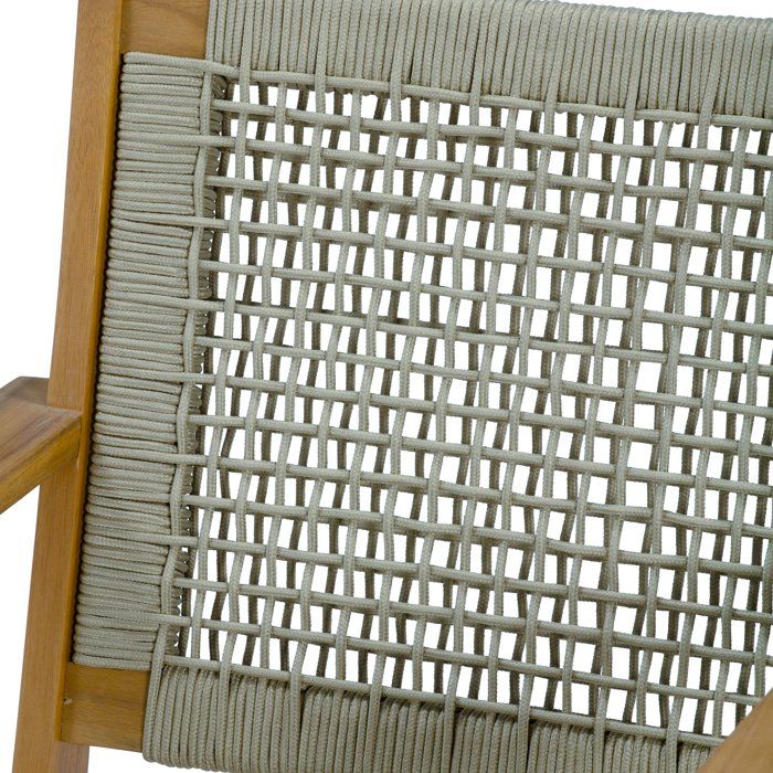 Fauteuil bas en bois d'acacia FSC et résine tressée - 1 personne - Mérida - Vert olive