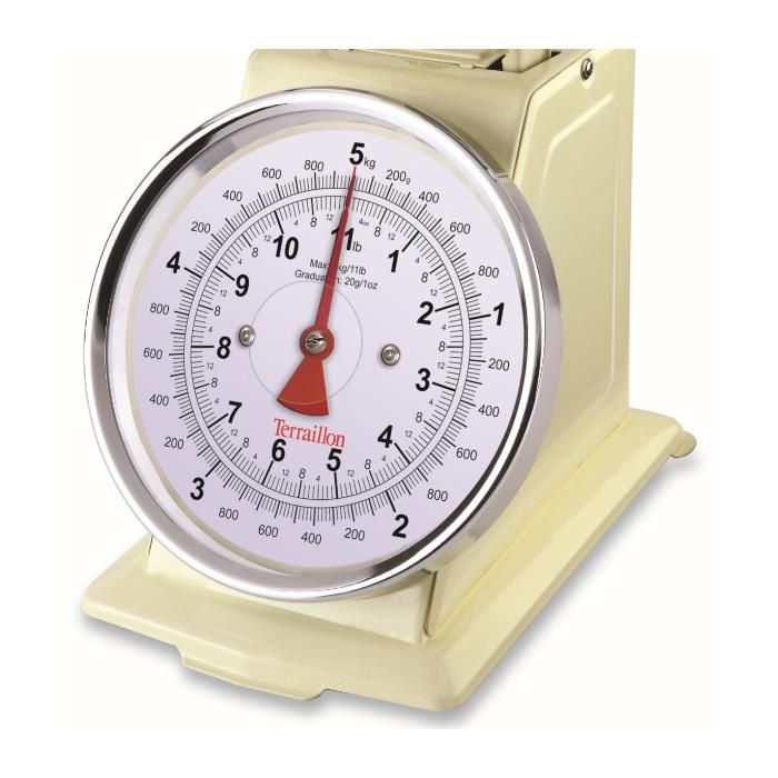 Balance de cuisine mécanique - TERRAILLON - TRAD 500 Cream - Capacité 5 Kg - Style rétro - Plateau 1 L