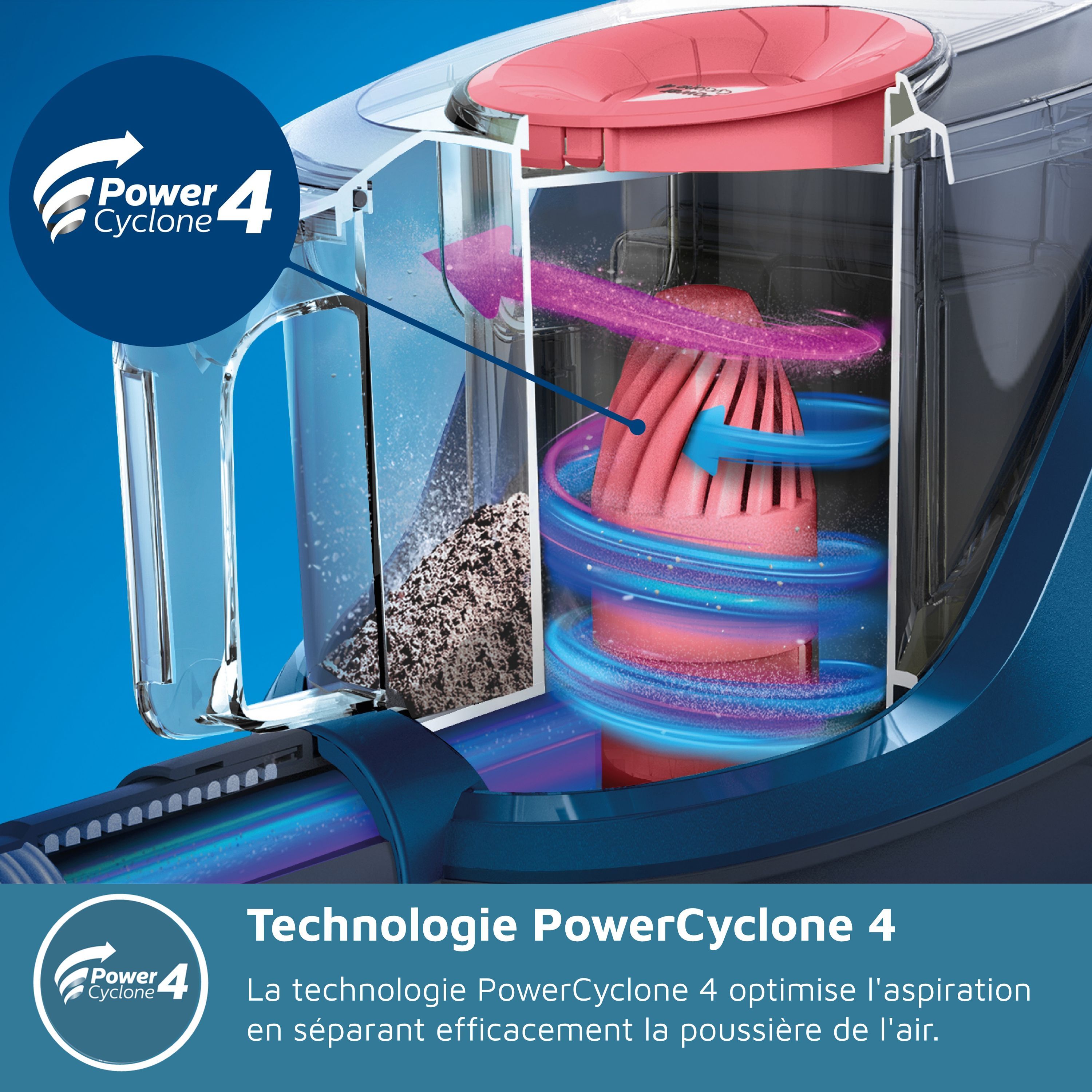 Système de sécurité Philips XB2122/09 série 2000, 850 W, PoweryClone 4, 77 dB, blanc et bleu