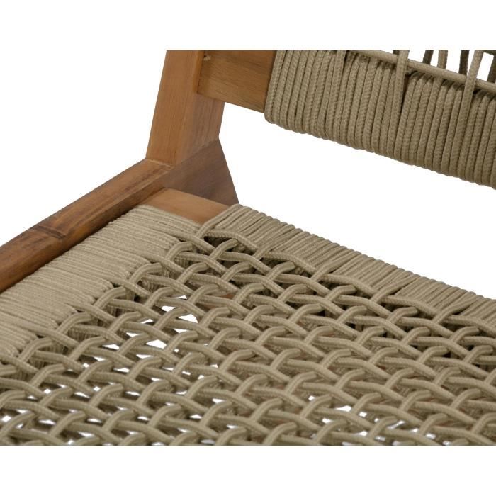 Fauteuil bas en bois d'acacia FSC et résine tressée - 1 personne - Mérida - Vert olive