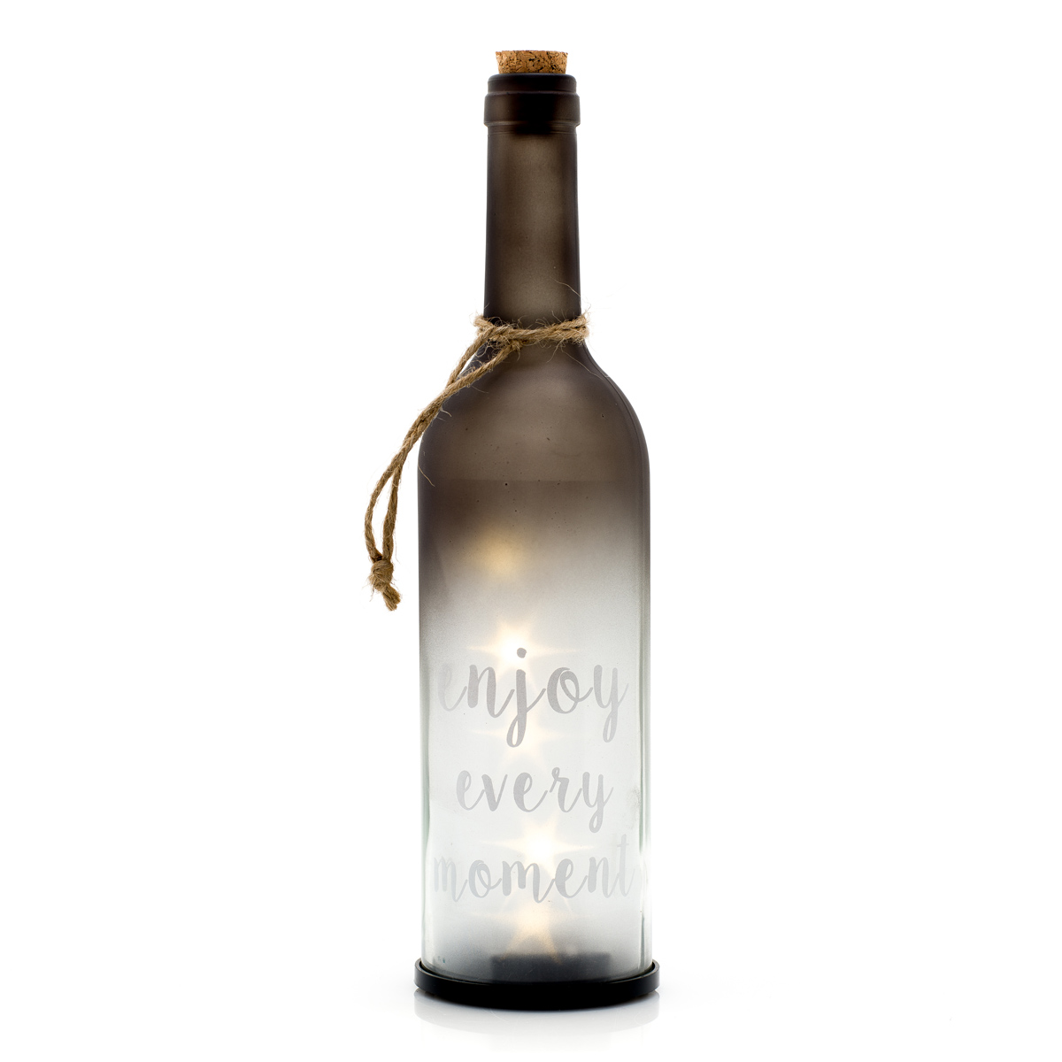 Décoration en PVC <br>Bouteille avec phrase avec LED <br>Ø 8 x h 29 cm - Décor