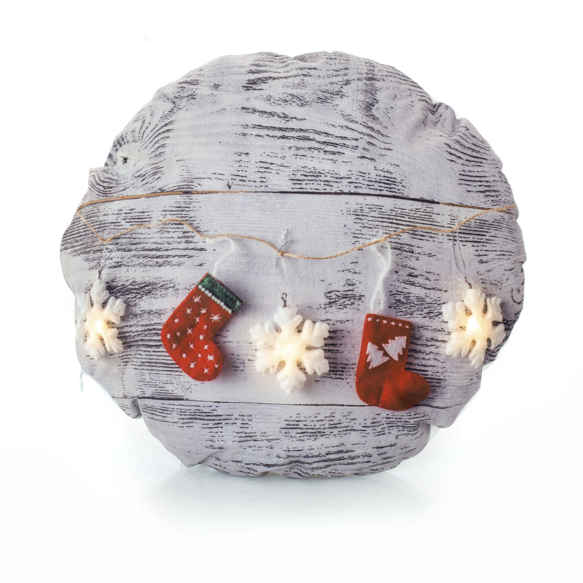 Decorative pillow with socks and LED lights Ø 40 cm - Decor