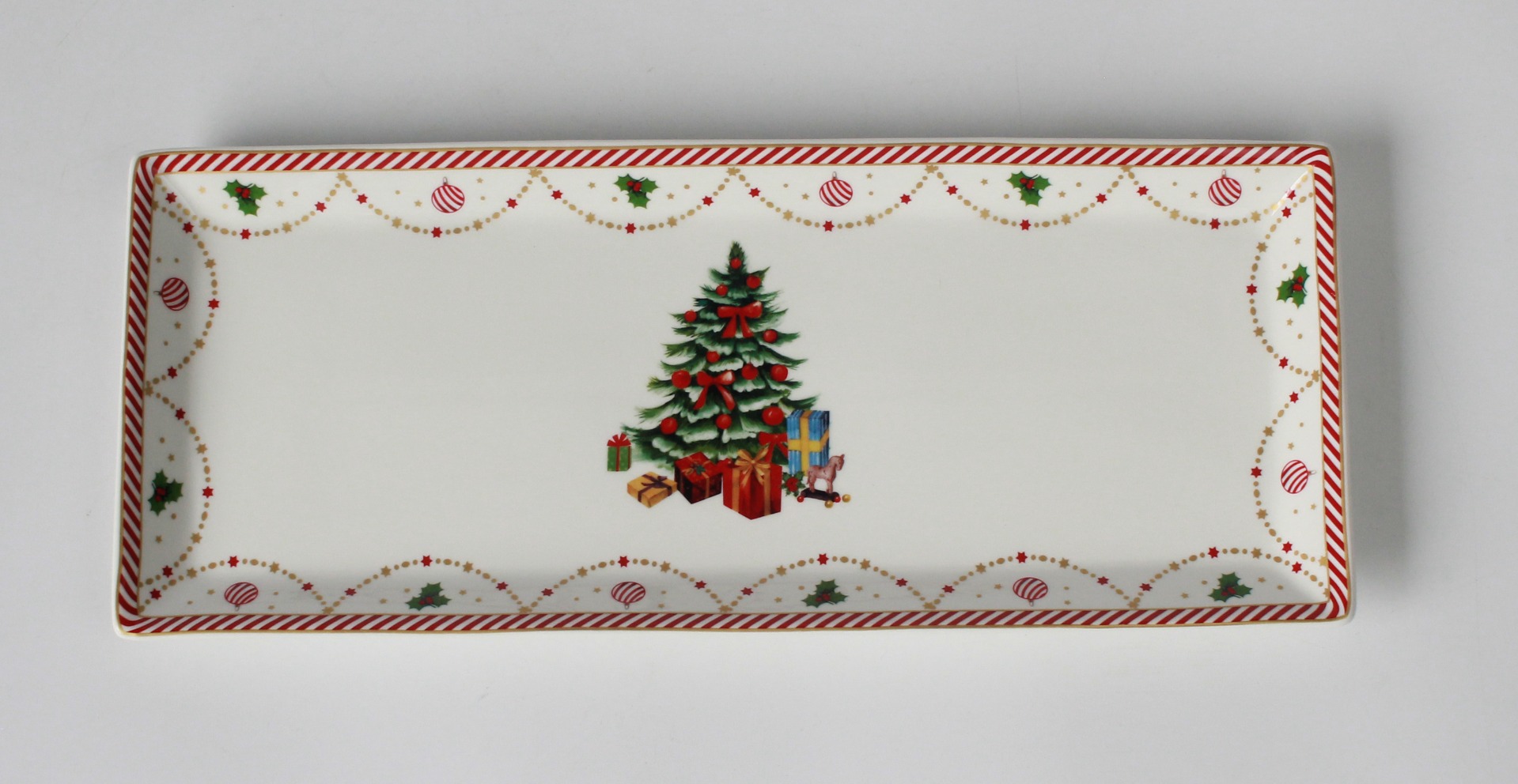 Nougat plate in new bone china • 35 x 14 cm - Candy Canes