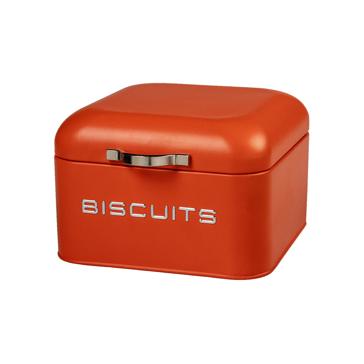Vintage • Cookie jar with handle - orange metal - Vintage