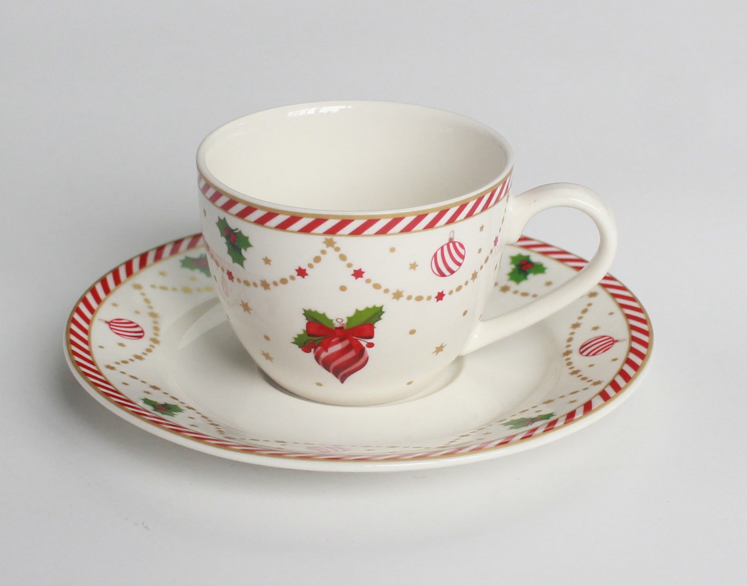 Set of 6 coffee cups with saucer 90 ml - Candy Canes