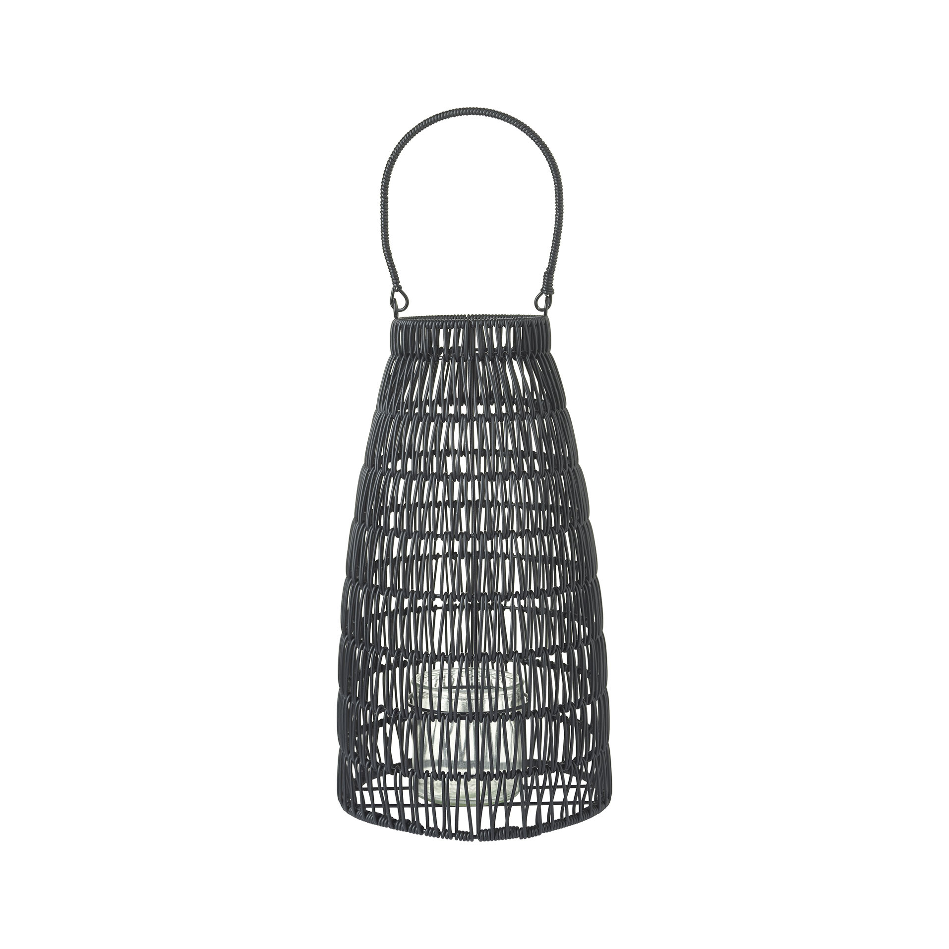 Lantern with synthetic rattan handle with glass candle jar. Ø 23 x h 42 cm - Illumina