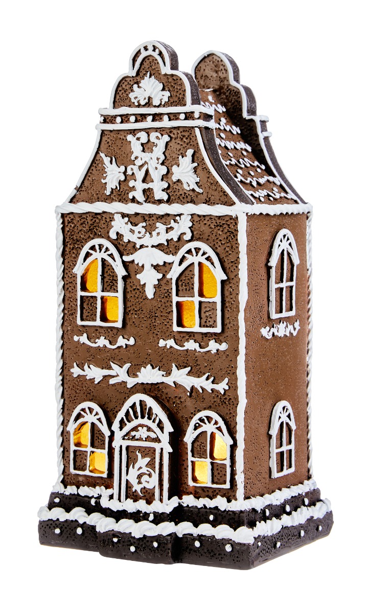 Polyresin gingerbread house with LED. 12 x 10 x h 23 cm - Zenzy
