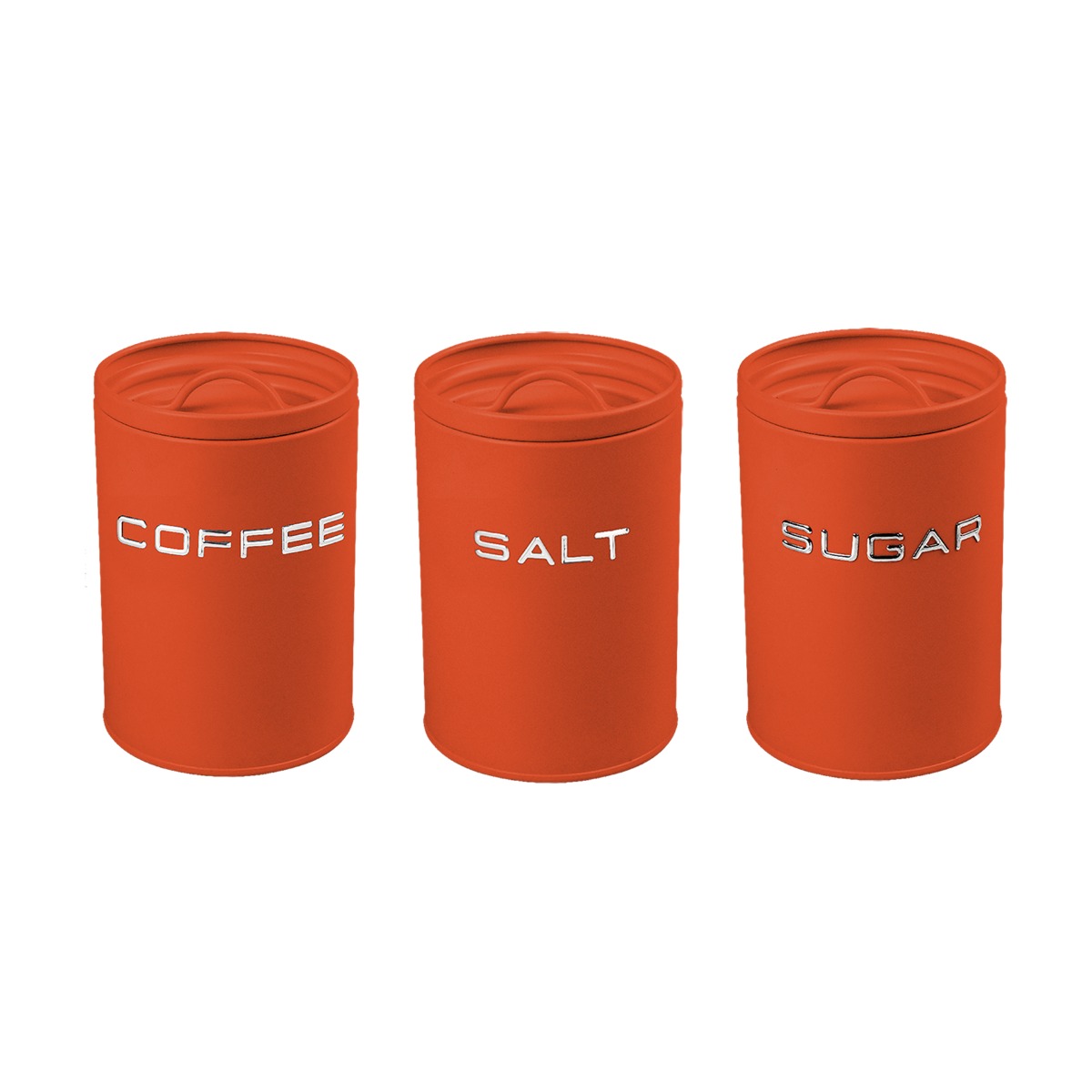 Vintage • Set 3 barattoli sale/zucchero/caffè – metallo arancio - Vintage