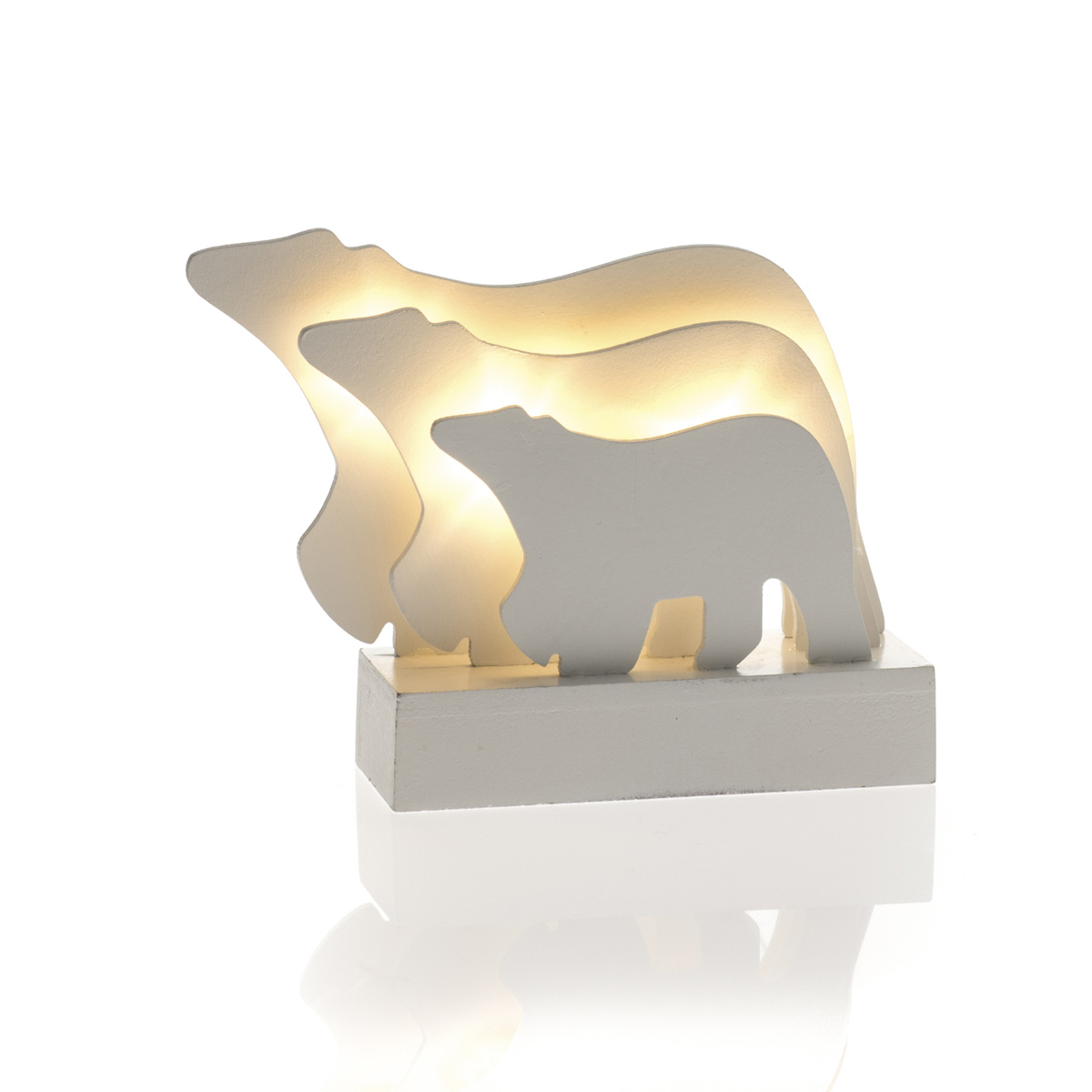 Wooden decoration. 3D bear with LED 16 x h 12 cm - Decor