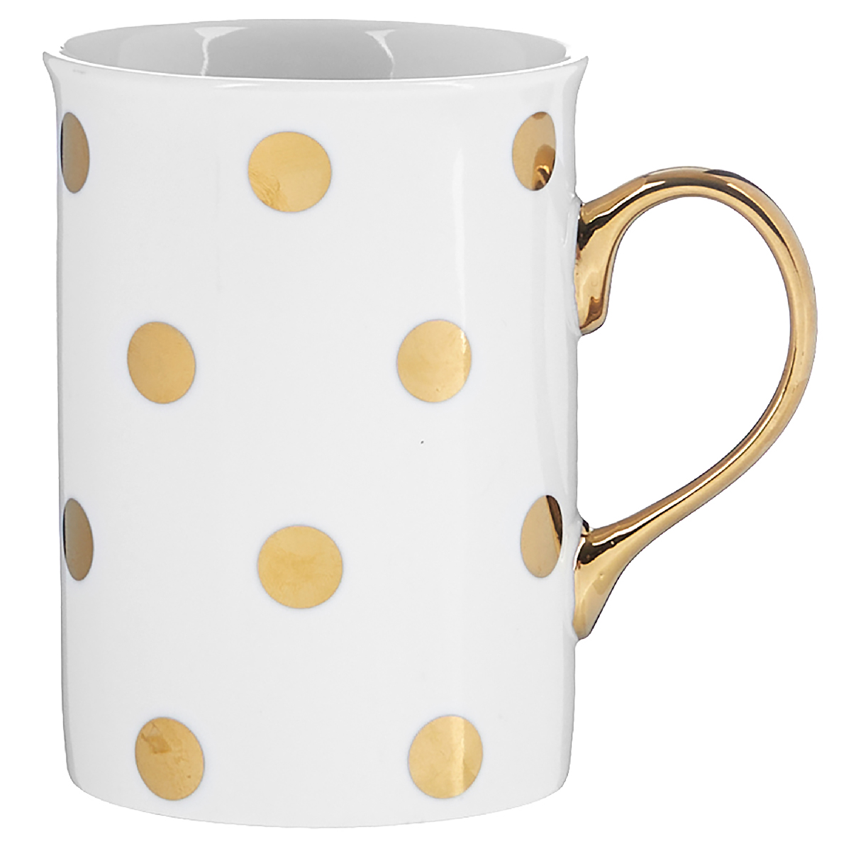 Set of 2 cups new bone china polka dots with golden handle 310 ml - Small polka dots