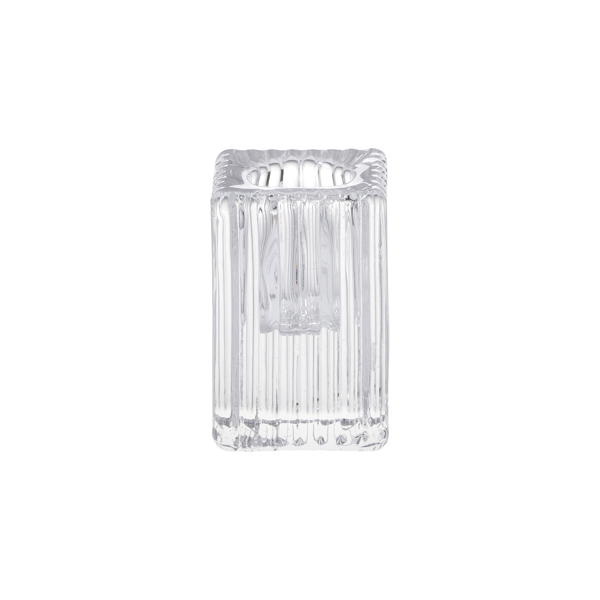 Set of 6 candlesticks in clear striped glass 4 x 4 x h 6 cm - Floreal