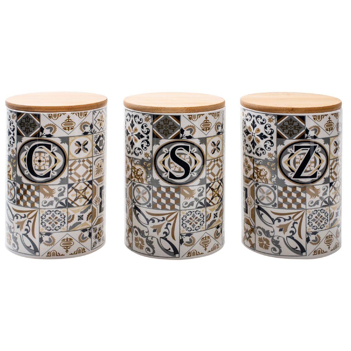 Set 3 barattoli in ceramica con coperchio ermetico Ø 11 x h 16 cm - 1 l - Ostuni