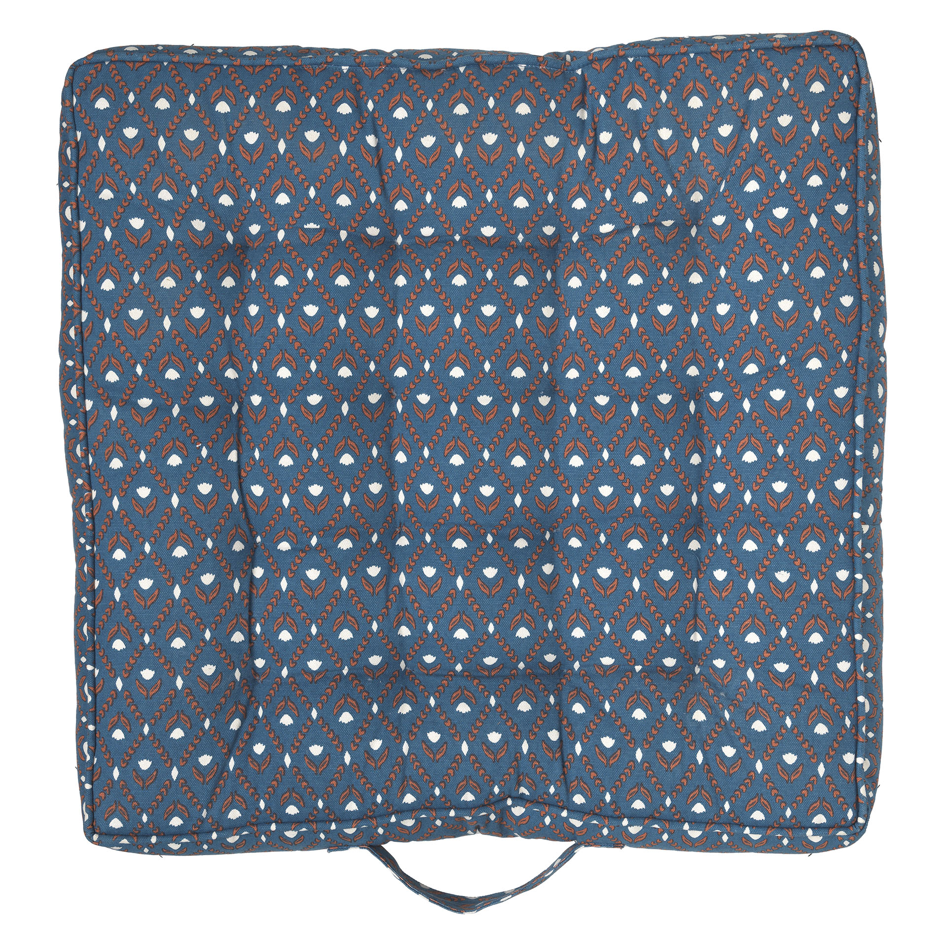 Coussin en toile de coton Imprimé floral avec bordure cousue Doublure amovible et rembourrage en polyester. 50 x 50 x h 8 cm - Pratum