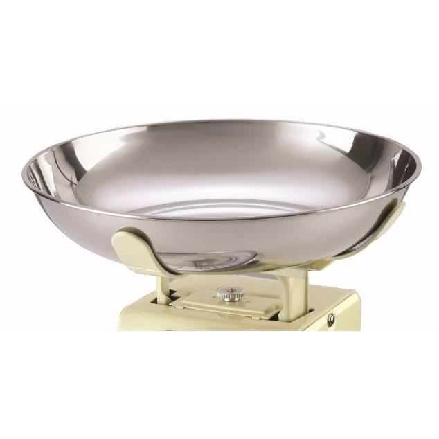 Balance de cuisine mécanique - TERRAILLON - TRAD 500 Cream - Capacité 5 Kg - Style rétro - Plateau 1 L