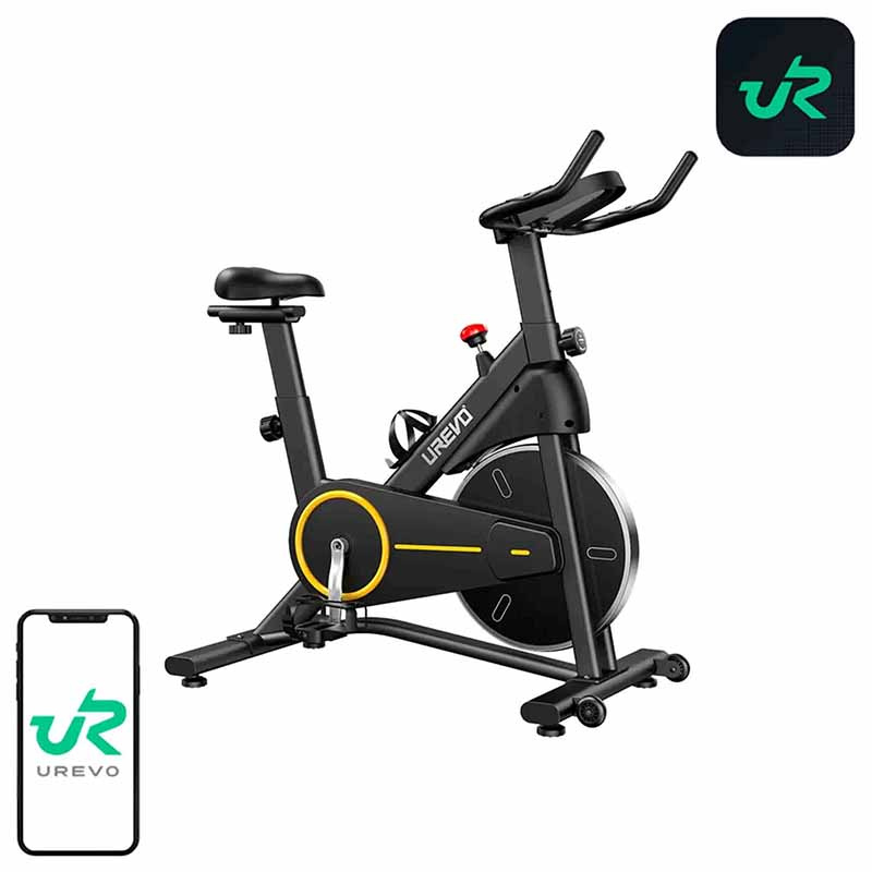 UREVO T1 Exercise Bike (Black and Yellow) - Ideal for Indoor Training