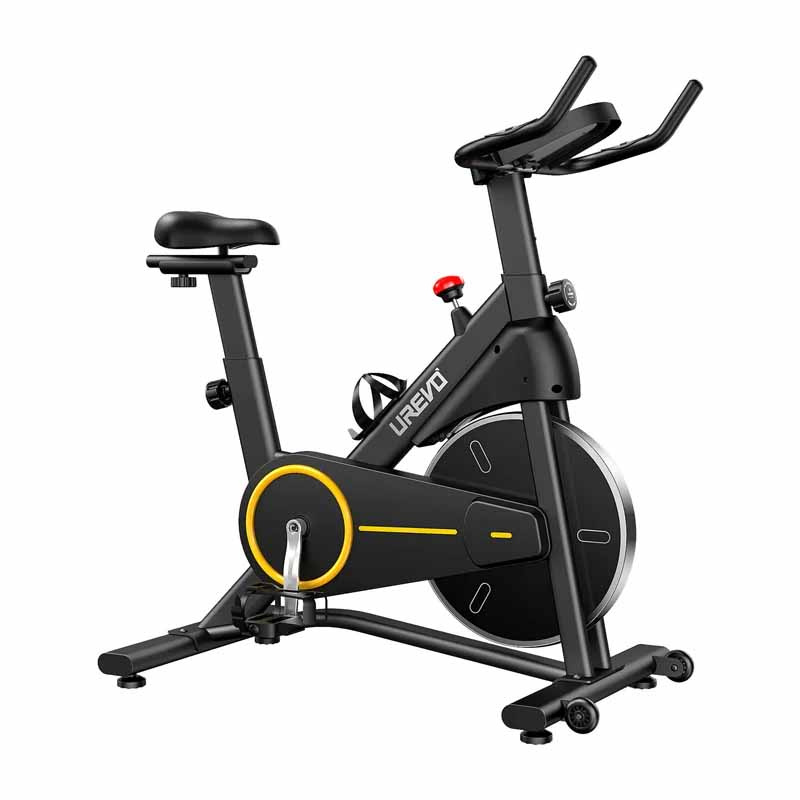 UREVO T1 Exercise Bike (Black and Yellow) - Ideal for Indoor Training