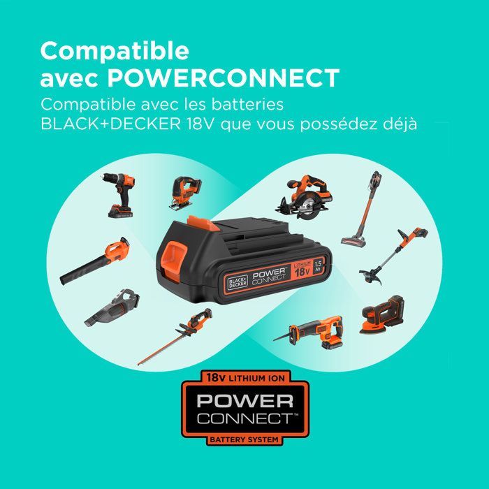 Coupe-câble sans fil BLACK & DECKER POWERCOMMAND 18 V LITHIUM 30 cm - 4 Ah - 1 batterie - 1 bobine de fil de 10 m et 1,6 mm - 1 chargeur