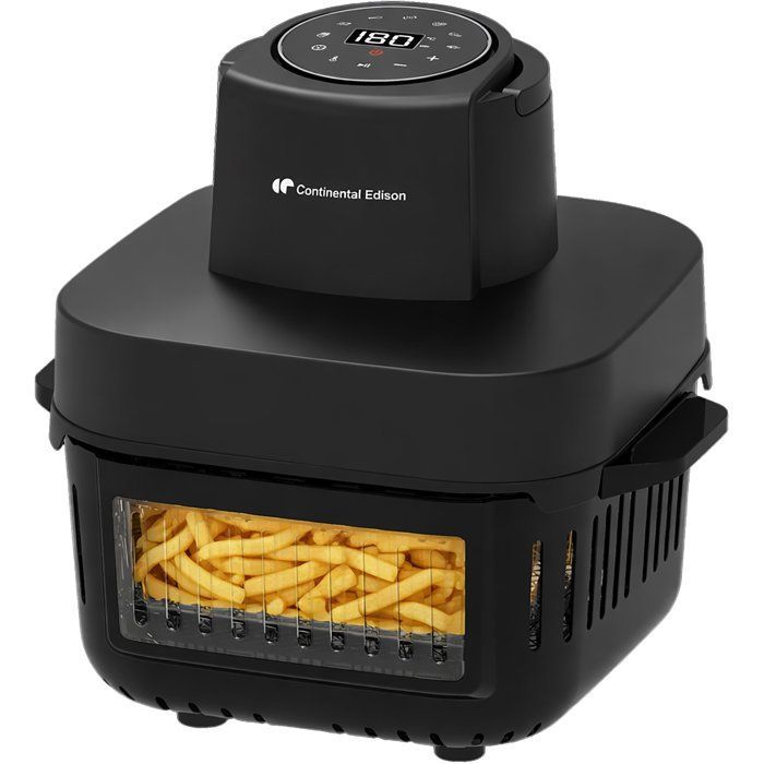 Friggitrice ad aria in vetro Continental Edison CEFR642G - 1600W - 6L e 4,2L - Nera