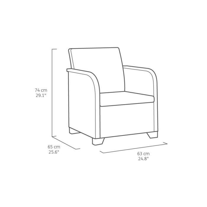 ALLIBERT by KETER - Fauteuil SanRemo - imitation rotin tressé - gris graphite
