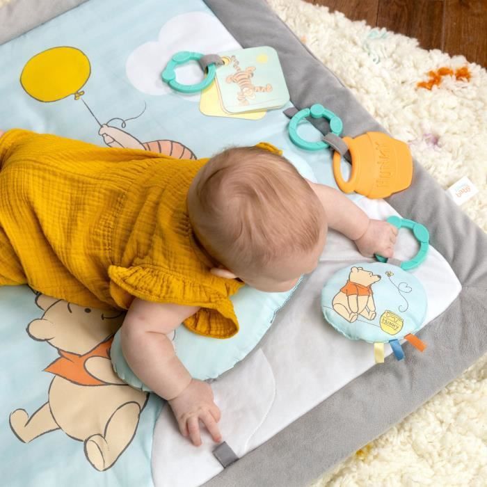 Tappetino da gioco Disney, WINNIE THE POOH - BRIGHT STARTS - Once Upon a Tummy Time - Arco attivit� in legno - Blu - Neonati e +
