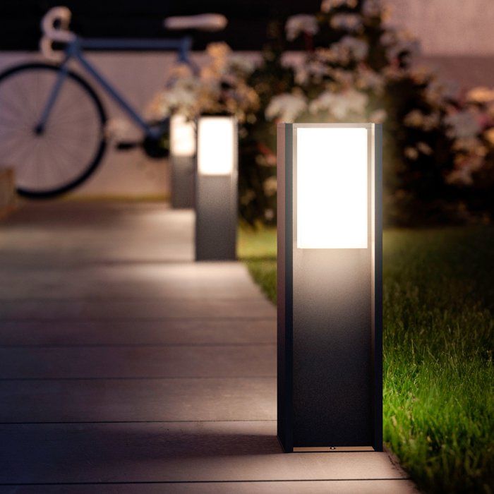 Lampada a paletto a basso profilo - PHILIPS HUE - Turaco - Grigio antracite - IP44 - Luce bianca e colorata - 1100 lumen