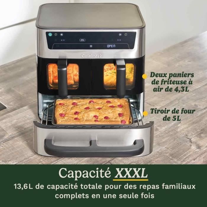 Friggitrice ad aria CUISINART AFT13XSSE - Capacit� 13,6 l - Doppia vasca + 1 cassetto - Nero/Acciaio inossidabile - 2400 W